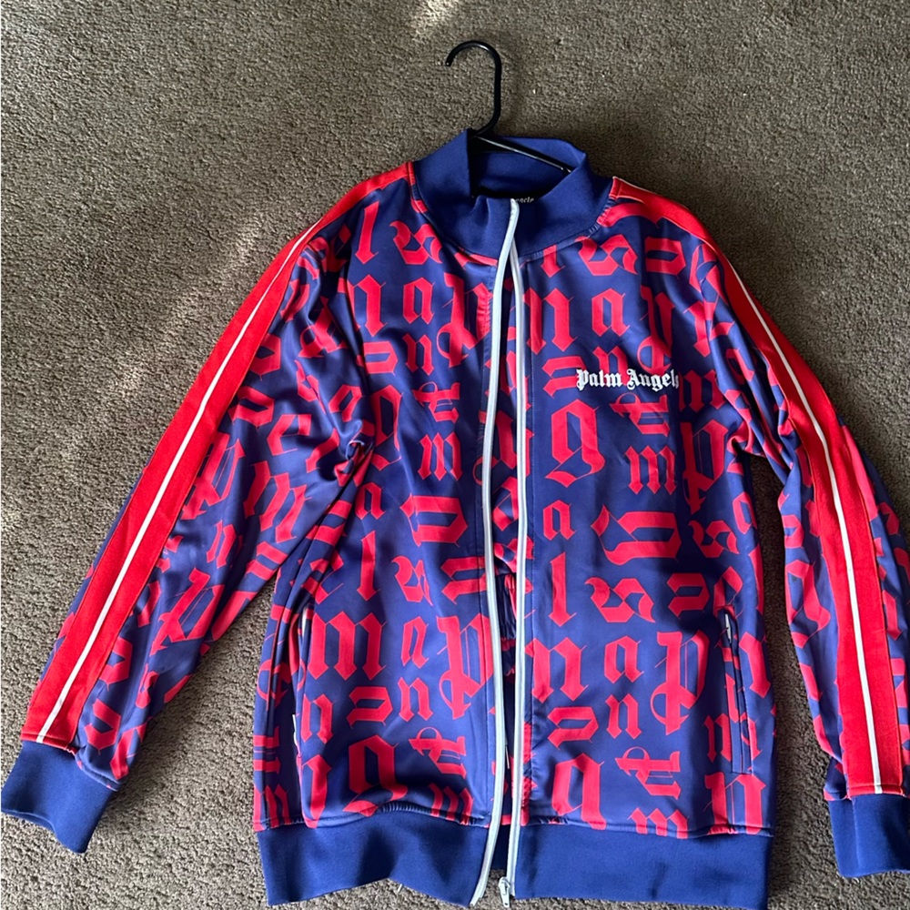 Palm Angels Red and Blue Graphic Sweatsuit